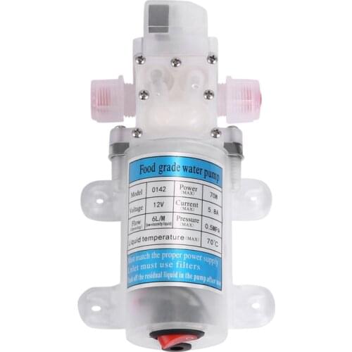 Dc 12V 70W Food Grade Self-Priming Diaphragm Water Pump with Switch Diaphragm Water Pump 6L/Min Self-Priming Booster Pump
