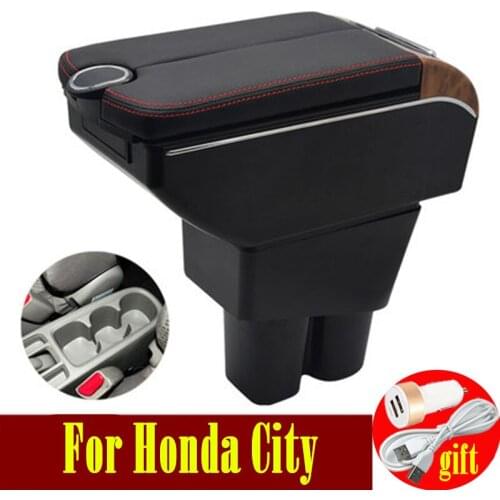For Honda City armrest box 2007-2014 armrest Double doors open 7USB Centre Console Storage Box Arm Rest