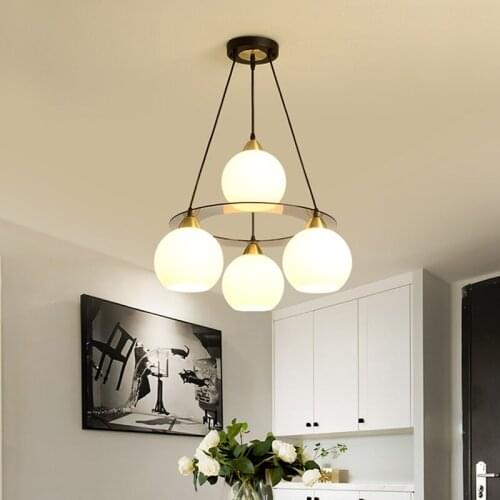 Restaurant Pendant Lights simple modern creative LED crystal three or four heads round dining room living room lamp
