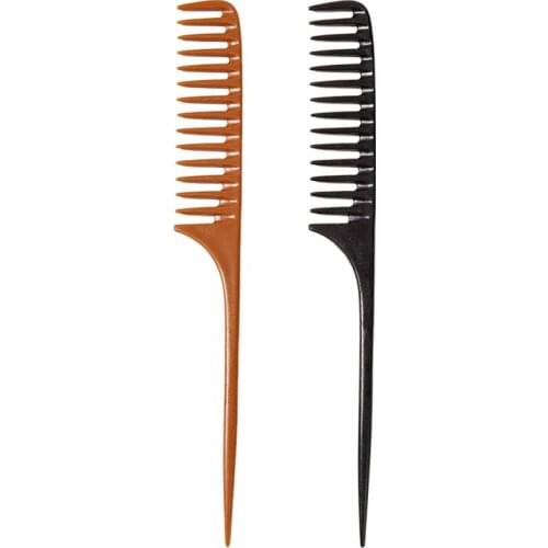 Professional Tip Tail Comb Black Khaki Dye Hair Comb Hairdressing Wide Teeth Combs Hair Styling Tool For Salon Barber