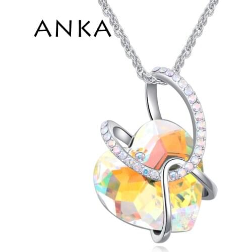 ANKA Sale Big Heart Crystal Pendant Necklace Valentines Day Gift Main Stone Crystals from Austria #129430