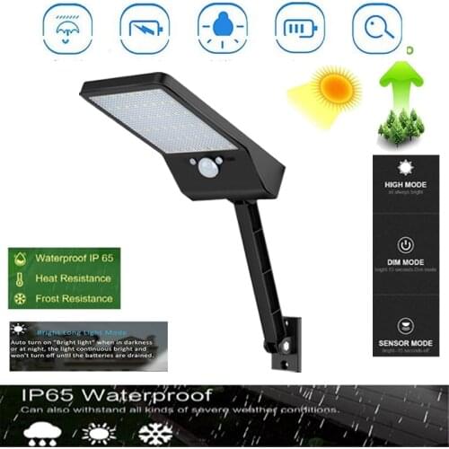 48 LED 800 Lumens Solar Lights Outdoor Radar Sensor Lamp Wireless Waterproof Security Lighttg pole For Garden Wall spotl