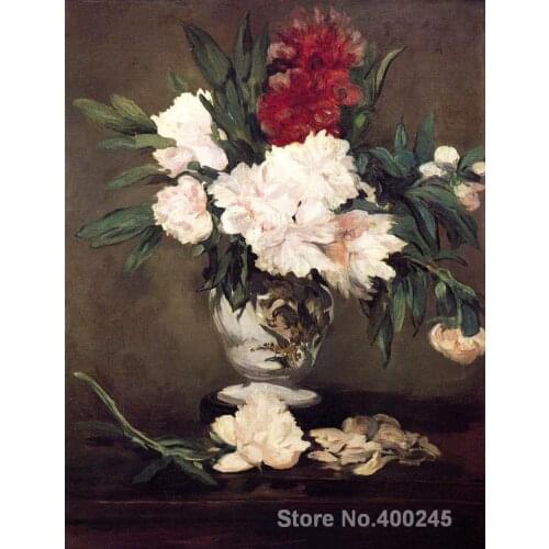 Vase of Peonies on a Small Pedestal by Edouard Manet paintings For sale Home Decor Hand painted High quality