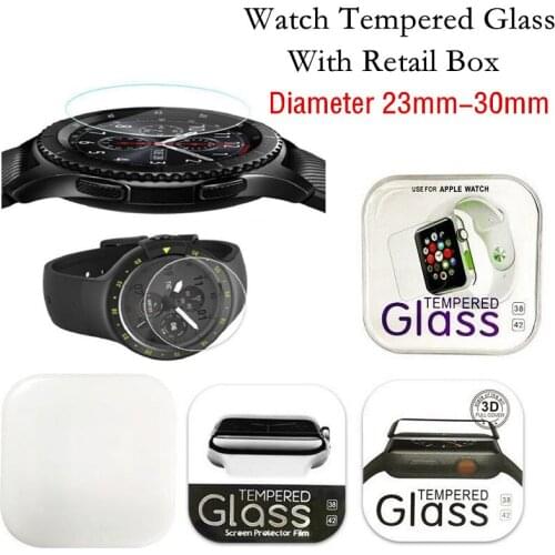 VSKEY 20pcs Round Smart Watch Tempered Glass Diameter 23mm 24mm 25mm 26mm 27mm 28mm 29mm Screen Protector with Retial box