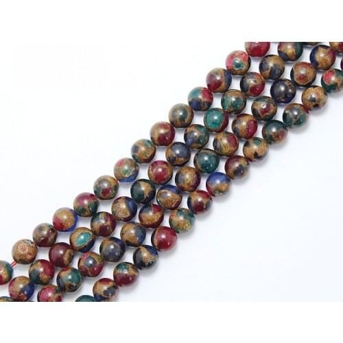 High Quality Multi-Color Natural Cloisonne Round Stone Beads 15" 6/8/10mm