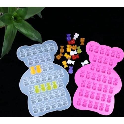 DIY Mirror Gummy Bear Gummy Bear Crystal Epoxy Mold Baking Cake Dessert Bear Shaped Ice Square Home Baking Crafts