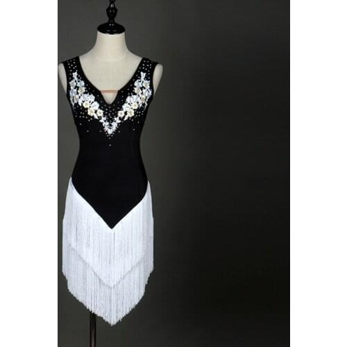 2017 New Yellow Latin Dance Skirt Women High Quality Custom Made Size Stage Tassel Latin Dancing Costume Adult Latin Dresses