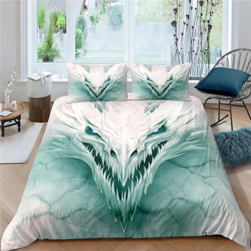 Luxury 3D Dragon Print 2/3Pcs Kids Adult Bedding Sets Comfortable Animal Duvet Cover Pillowcase Home Textile Queen and King Size