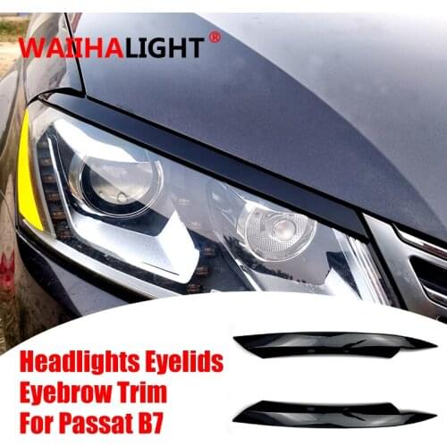 2Pcs High Quality Headlight Eyelid Eyebrows Cover Sticker Trim For VW Passat B7 2010 2011 2012 2013 2014 Car Styling