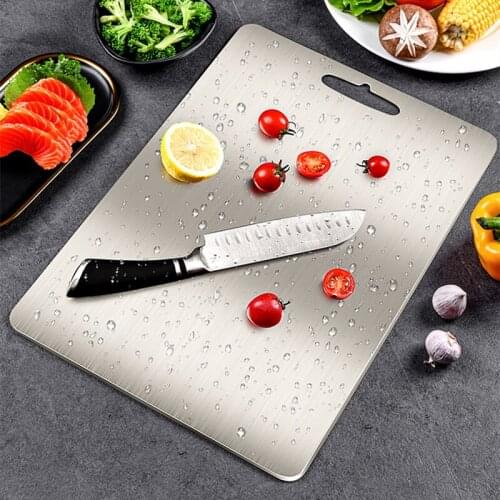 304 Stainless Steel Double-sided Kitchen Chopping Board Non Slip Cutting Blocks Fruit Cheese Tools Knife Accessories Gadgets