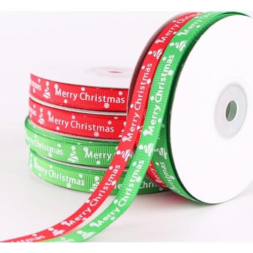 5Yards/Roll Green/Red best quality Christmas Theme Party Hanging Decor DIY Handmade Gift Packaging Craft Ribbons Supplies 10 mm