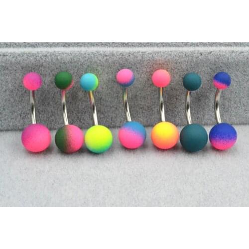 50pcs Body Jewelry Piercing New Color Navel Belly Button Bar Navel Body Piercing 14g Free shippment double Candy Colors