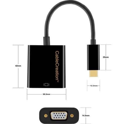 USB C to VGA, Type C (Compatible Thunderbolt 3) to VGA Adapter, Compatible MacBook Pro,MacBook Air 2018,Mac Mini,Surface Book 2