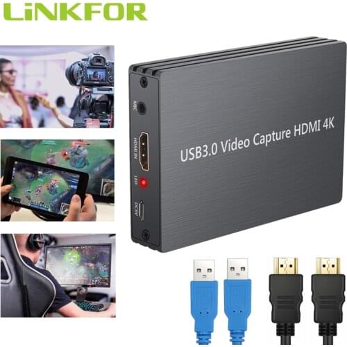 LiNKFOR 1080P HDMI-compatible To USB 3.0 Video Capture Dongle HDMI-compatible bpLoop-Out 4k Game Capture Card Support HD Video
