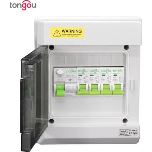 Consumer Unit IP66 6 Ways Fuse Box Switch Box Fitted with RCD 63Amp 30mA + 1X6Amp, 1X10Amp, 1X16Amp & 1X32Amp MCBs