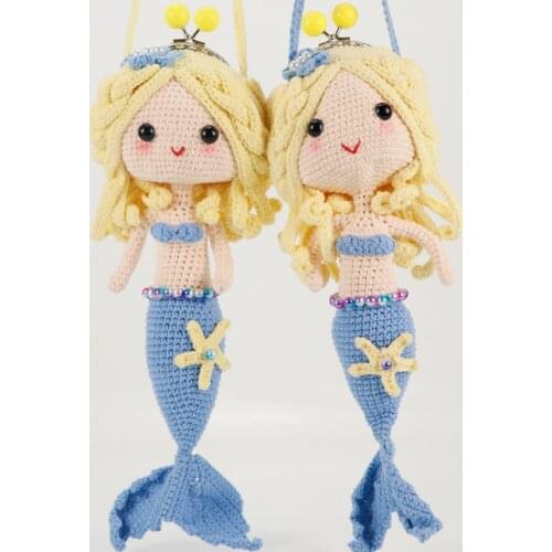 Cosmile Hand-made Cotton thread Knitted mermaid toy Stuffed doll DIY Messenger Bag Suit Toy Accessory Cute fashon new year Gift