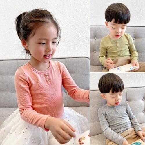 2020 New Spring Autumn Children T shirt Long Sleeve Cotton Basic Shirt for Girls Boys Tops BC880