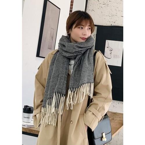 Design Brand Winter Cashmere Scarf Women Hijab Warm Pashmina Shawl Wraps 70*180cm Fashion Tassle Soft Scarves Female Foulard
