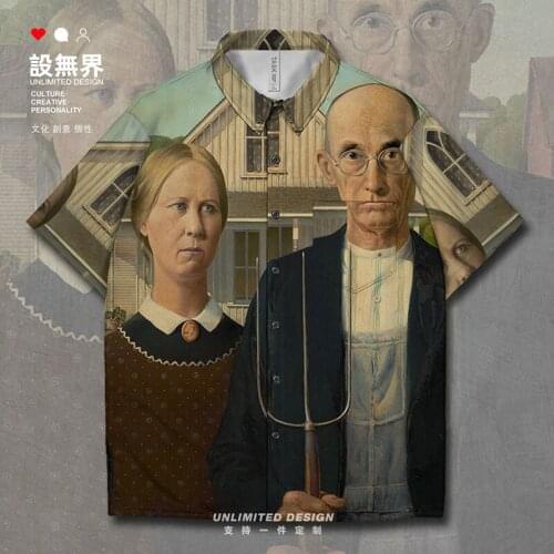 World famous paintings The Sleeping Gypsy American Gothic Short-Sleeved shirt Short Sleeve Workout Tops fashion Clothes Summer