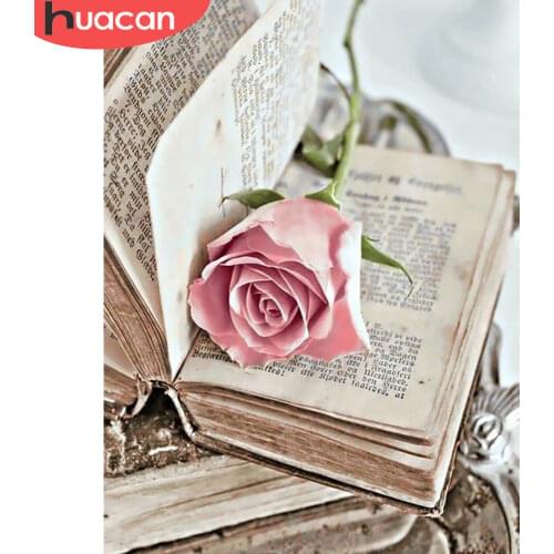 HUACAN 5D DIY Diamond Painting Flower Rose Rhinestones Full Square/Round Diamond Embroidery Book Mosaic Handmade Gift