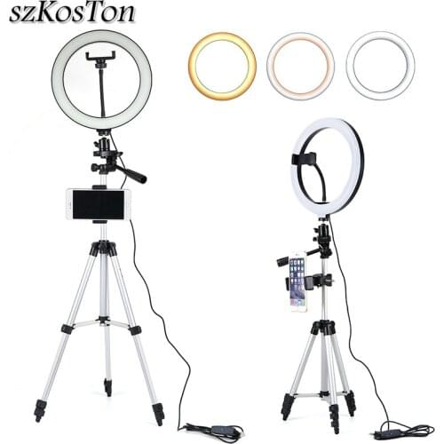 10inch Selfie Ring Light with 360 to 1035mm Lightweight Camera Tripod Stand For Makeup Live Stream Youtube Photography Ringlight