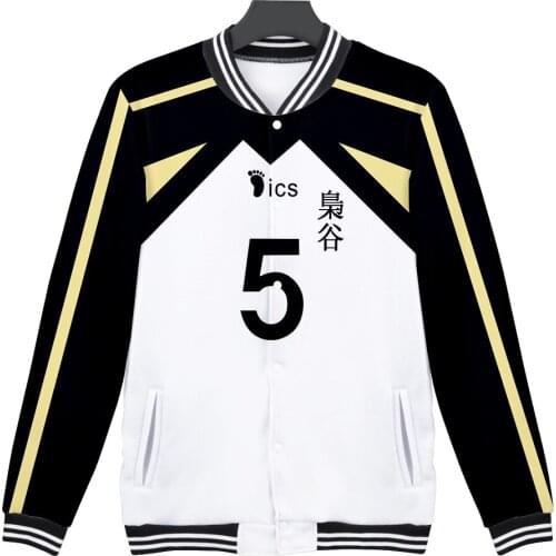 Japan Anime Haikyuu Baseball Jacket Men Bomber Jacket Fukurodani Akaashi Keiji Bokuto Koutarou Baseball Uniform Cosplay Costume