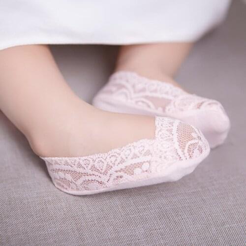Summer Anti Slip Baby Lace Socks Girls Princess Meias Cute Girls Ancle Socks White Pink Kids Slippers Sox Brand Quality 2-12Y