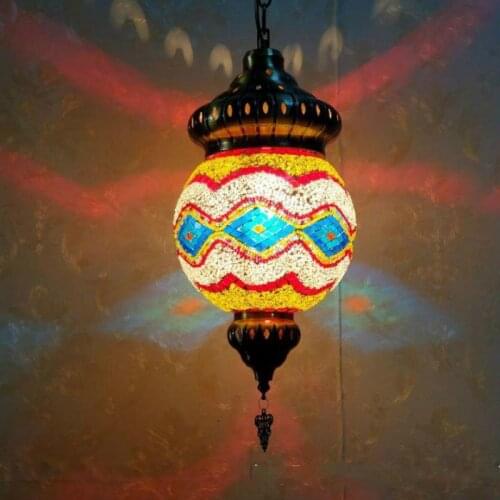 Turkish Style Chandeliers Glass Classic Mosaic Coffee Restaurant Chandelier Decorations For Home Dining Room Led Lights