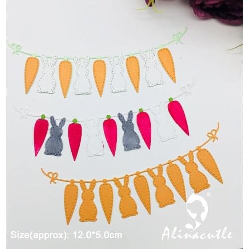 Metal Cutting Dies Bunny Carrots Banner Scrapbooking Paper craft album Handmade Card Punch Die Cut Art Cutter Alinacutle