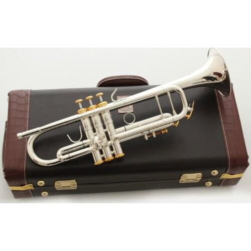 MFC Bb Trumpet LT197S-100 Silver Plated Gold Keys Music Instruments Profesional Trumpets Mouthpiece Accessories With Case