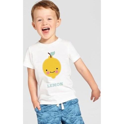Cute Lemon Print Kids Tshirt Fashion White Harajuku Tee Shirts Summer Funny Short Sleeve Children Boys Girls T-shirt Clothes