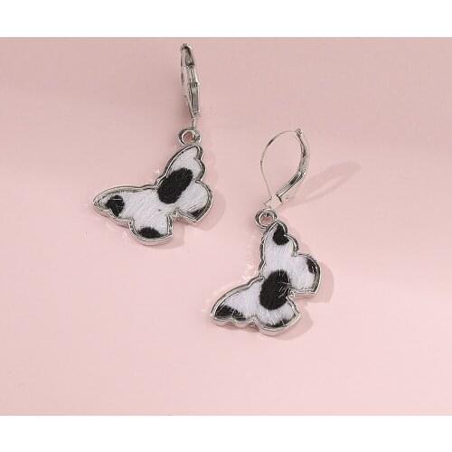 Fashion Cow Design Retro Punk Drop Earring Pierced Alloy Metal Vintage Earring For Woman Party Wedding Butterfly Dangle Earrings