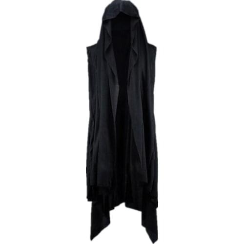 Men nightclub singer punk oversize long vest cloak stage costume men hiphop cape cardigan gothic sleeveless shirt