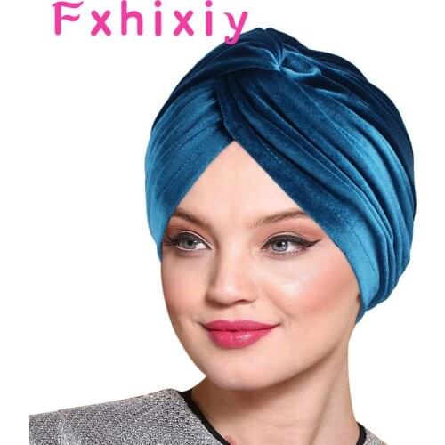 Latest Winter Warm Velvet Cross Turban Hat for Women Head Scarf Chemo Beanies Caps Cancer Headwear Hair Loss Cover Accessories
