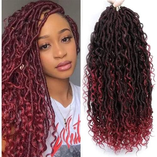 Crochet Braids Hair Passion Twist Faux Goddess River Locs Braiding Hair Extension Ombre Brown Faux Locs With 18 Inch