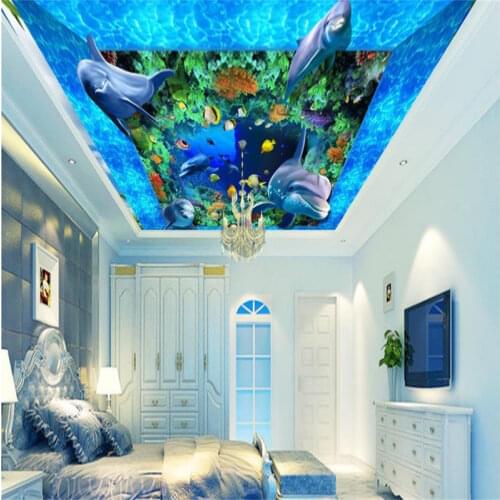 Custom 3d ceiling The underwater world 3d room wallpaper sky wallpaper for ceilings 3d wall murals ceiling wall paper