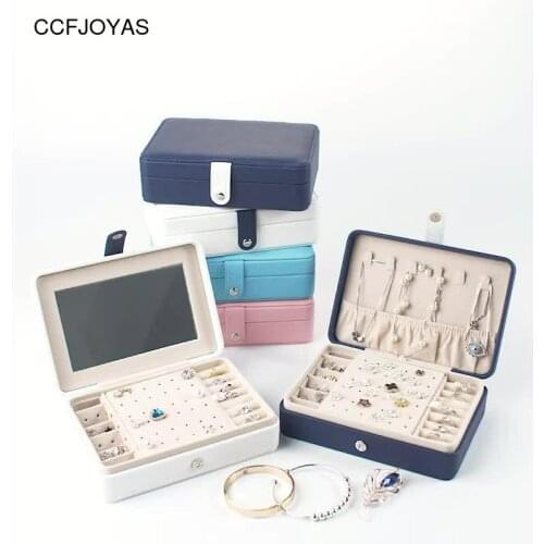 CCFJOYAS Portable Jewelry Box Princess European-style Korean Simple Mini Small Handmade Earrings Earrings Jewelry Storage Box