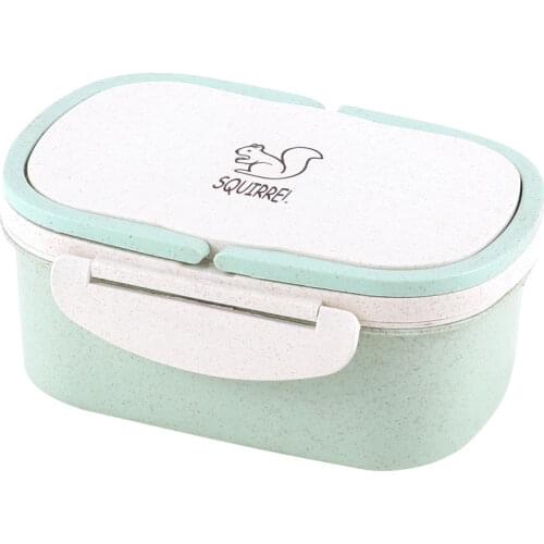 Portable Insulation Lunch Box Student Korean Cute Compartment With Lid Japanese-style Insulation Bucket Double Wheat Straw