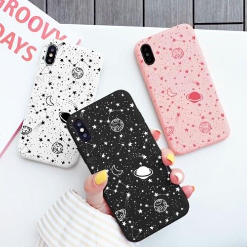Simple Space Planet Stars Moon Spaceship Phone Case For iPhone 11 12 Pro Max mini 6s 7 8 Plus SE2020 XR X XS Max Soft Matte Case