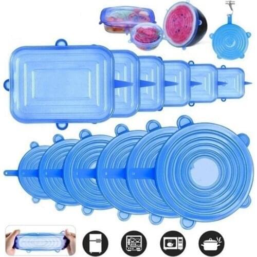 Dropshipping 6pcs Silicone Stretch Lids Universal Lid Silicone Bowl Pot Lid Silicone Cover Pan Cooking Food Fresh Bowl Cover