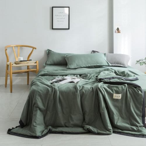 Travel Plane Super Soft Breathable Lattice Thin Quilt Solid Color Washed Cotton Summer Air Conditioning Quilt Sofa Bed