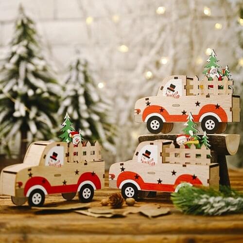 Christmas Decoration Festival Supplies Wooden Diy Car Decoration Santa Claus Snowman Articles Creative Car Decoration