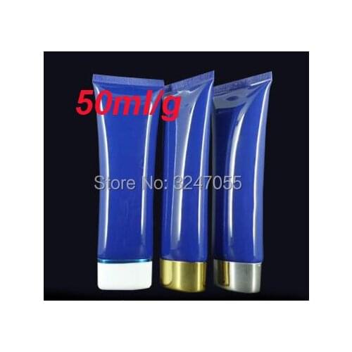 50ml/g Blue Empty Cosmetic Hose Soft Tube, Plastic Facial Lotion Container, Portable Squeeze Makeup Tube, Emulsion Cream Package