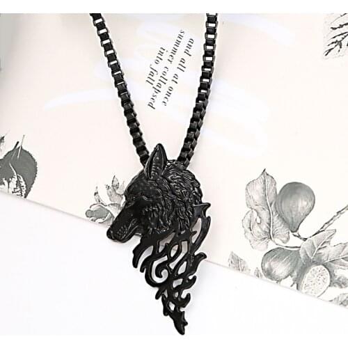 Vintage Personality Hollow Wolf Pendant Necklace Motorcycle Party Punk Animal Necklace Viking Pirate Jewelry Accessories
