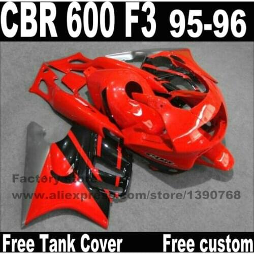 High quality fairing kit for HONDA CBR 600 F3 fairings 1995 1996 95 96 red black silver bodywork set +tank CN4