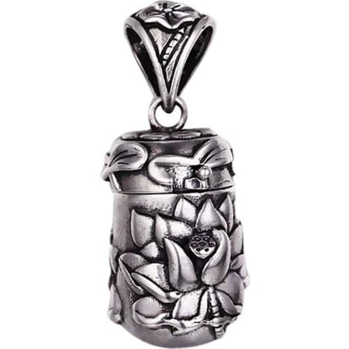 S925 pure silver woman pendant lotus gawu box can be opened sarire essential magic pendant Scripture