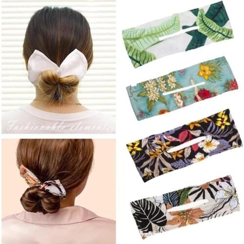 Women Knotted Deft Bun Print Hair Bands Rope Headband Summer Hairpin Braider Makers Fashion Fabric Hair Bands Hair Braiding Tool