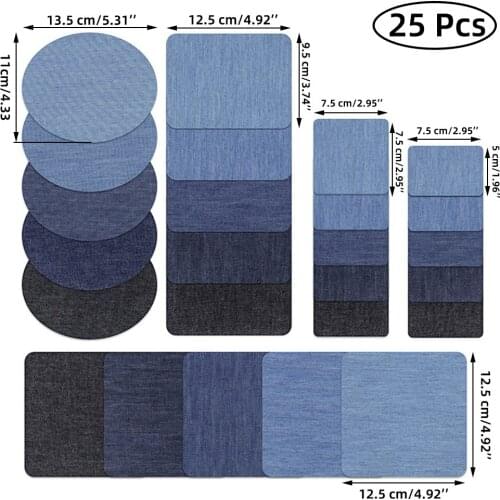 12/15/18/20/25 Pcs Denim Patches DIY Iron On Denim Elbow Patches Repair Pants for Jean Clothing Pants Apparel Sewing Fabric