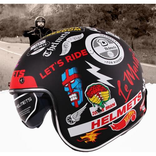 2020 New Authentic Open Face 3/4 Motorcycle Helmet Retro Motorbike Helm Moto Bike Motocross Helmets With For Men Women