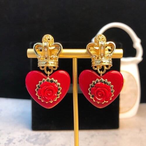 2021Hot Top Quality Full Crystal Fashion Jewelry For Women Earrings Luxcy Party Crown Hearts Fine Costume Jewelry Hot Earrings